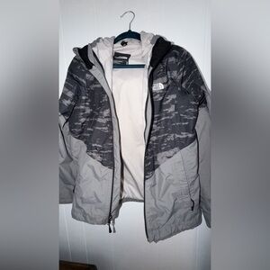 The North Face Women’s Hooded Rain Jacket Gray Black Size Medium